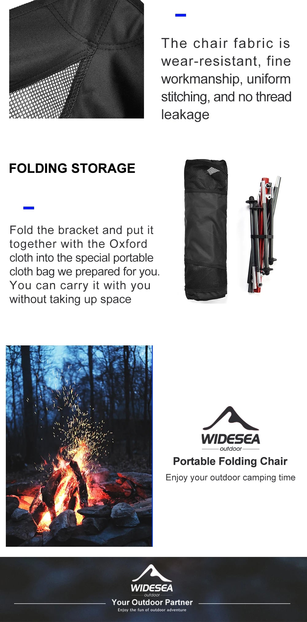 Widesea Folding Camping Fishing Chair – Portable Beach Lounge Chair for Relaxing, Travel, Picnic & Leisure Use