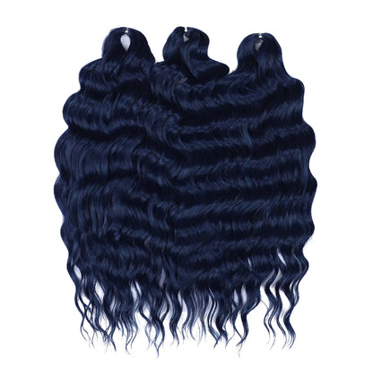 FASHION IDOL 24" Deep Wave Crochet Hair - 3-Piece Synthetic Water Wave Braiding Extensions, Ombre Rainbow Twist Hair