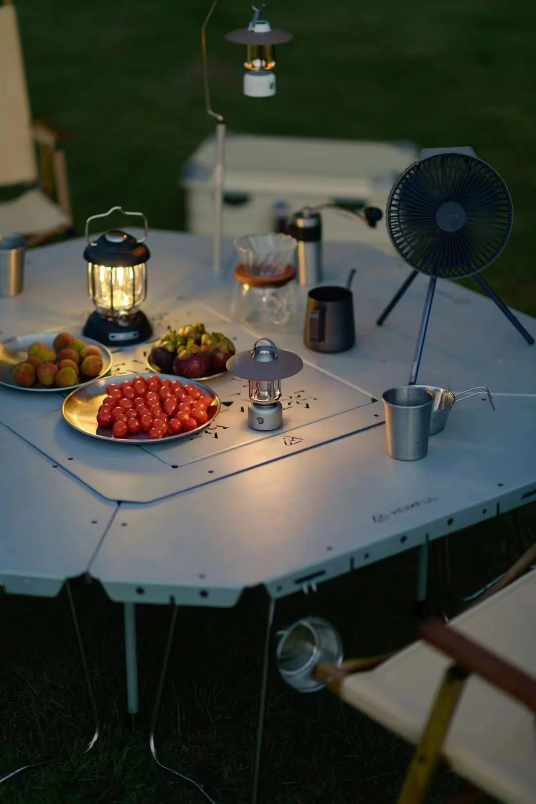 Homful Outdoor Multifunctional Stainless Steel Round Table – Foldable BBQ & Campfire Table for Camping