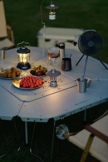 Homful Outdoor Multifunctional Stainless Steel Round Table – Foldable BBQ & Campfire Table for Camping