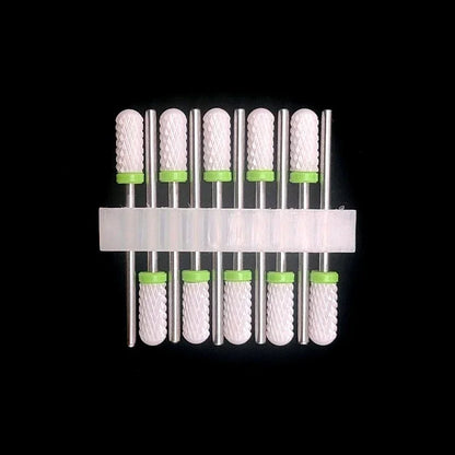 10PCS Ceramic Nail Drill Bits - Rotary Milling Cutters for Gel Polish Removal & Nail Grinding Machine Accessories