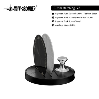MHW-3BOMBER Espresso Puck Screen – 51/53/58.5mm Reusable Stainless Steel Coffee Filter, 0.8/0.2mm Thickness Coffee Tool