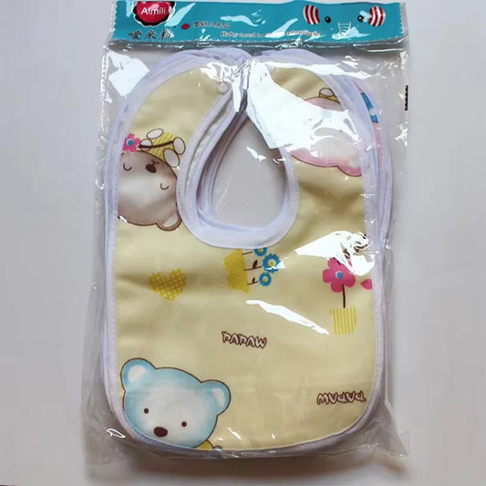 Baby Cartoon Snap Bib - Super Soft Waterproof Crystal Velvet Newborn Feeding & Saliva Towel