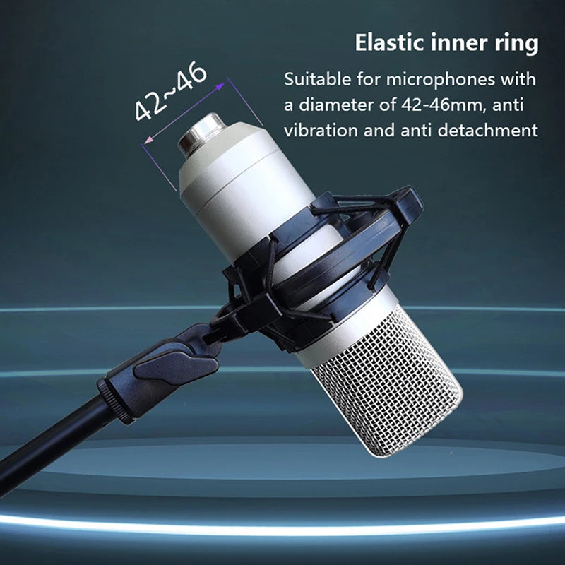Professional Condenser Microphone Shock Mount - Universal Studio Recording Holder Bracket for Large Diaphragm Mics