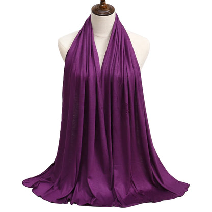 Women's Modal Cotton Jersey Hijab - Soft Solid Color Muslim Headscarf for Ramadan & Everyday Wear