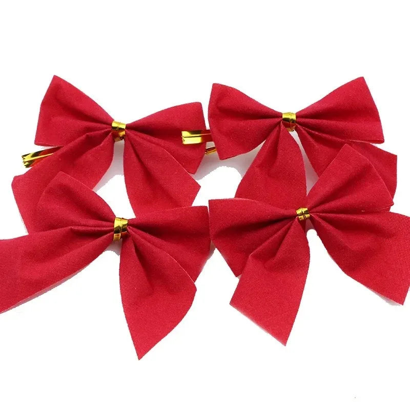 12/24/36PCS Christmas Mini Bows – Red & Gold Bowknots for Tree, Home, Wedding & New Year Party Decorations