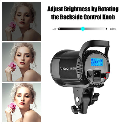 Andoer 100W Studio LED Video Light – 5600K Dimmable Bowens Mount with Remote Control for Video & Live Streaming