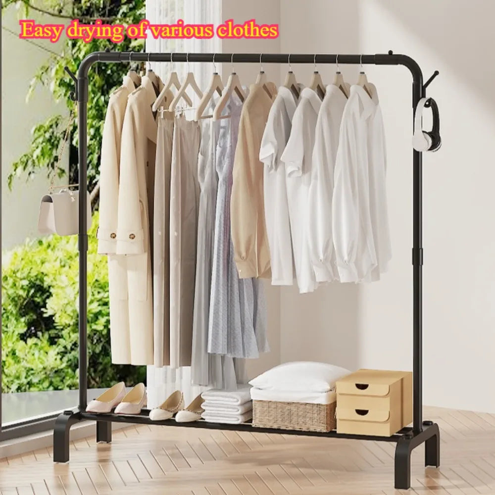 Metal Floor Standing Clothes Rack – Detachable & Easy-to-Assemble Storage Organizer