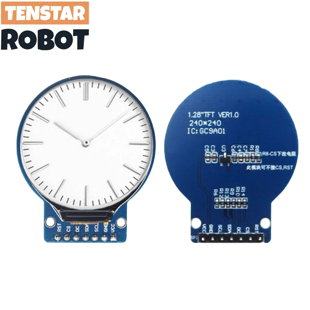 1.28-Inch Round TFT LCD Display Module 240x240 - GC9A01 RGB Screen with 4-Wire SPI Interface for DIY Projects