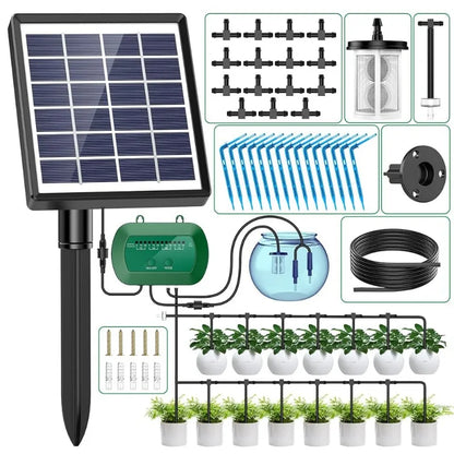 Solar Intelligent Irrigation Kit 6V 2W – Built-in 1800mAh Battery Automatic Timed Watering System for Potted Plants DIY Garden Care