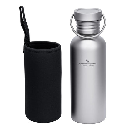 Wide Mouth Titanium Water Bottle - Reusable Sports Drinking Bottle for Camping, Hiking, Climbing, Running & Travel