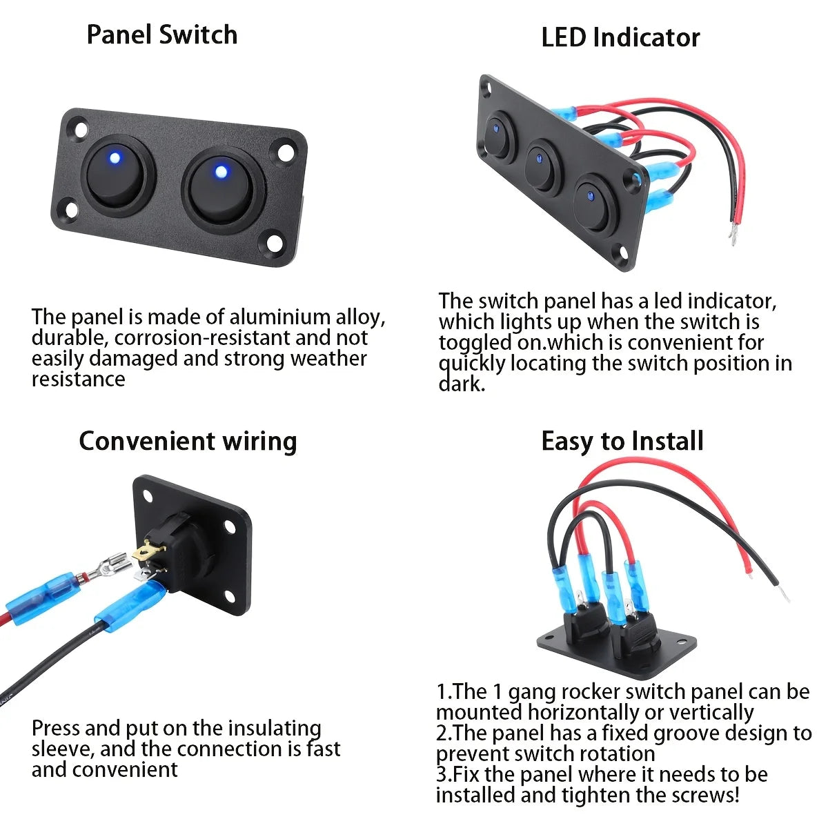 20A Blue Circular Joystick Switch Panel – 3-Pin Waterproof 12V for Cars, Trucks, Boats, RVs, Yachts