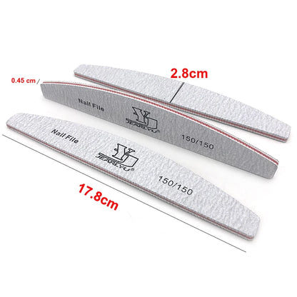 5Pcs Nail File Set – Mixed Colors with 80/100/150/180/240 Grit | Professional Sandpaper Cuticle Remover and Buffer Files