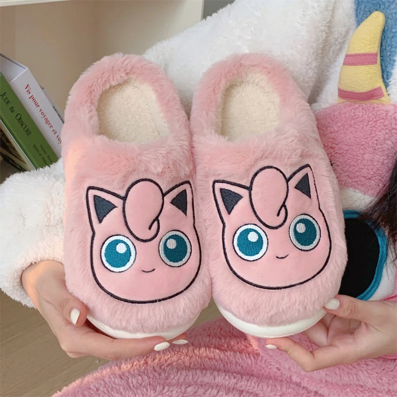 Genuine Pokémon Snorlax Plush Slippers – Warm Autumn & Winter Anime Cotton Footwear for Men & Women