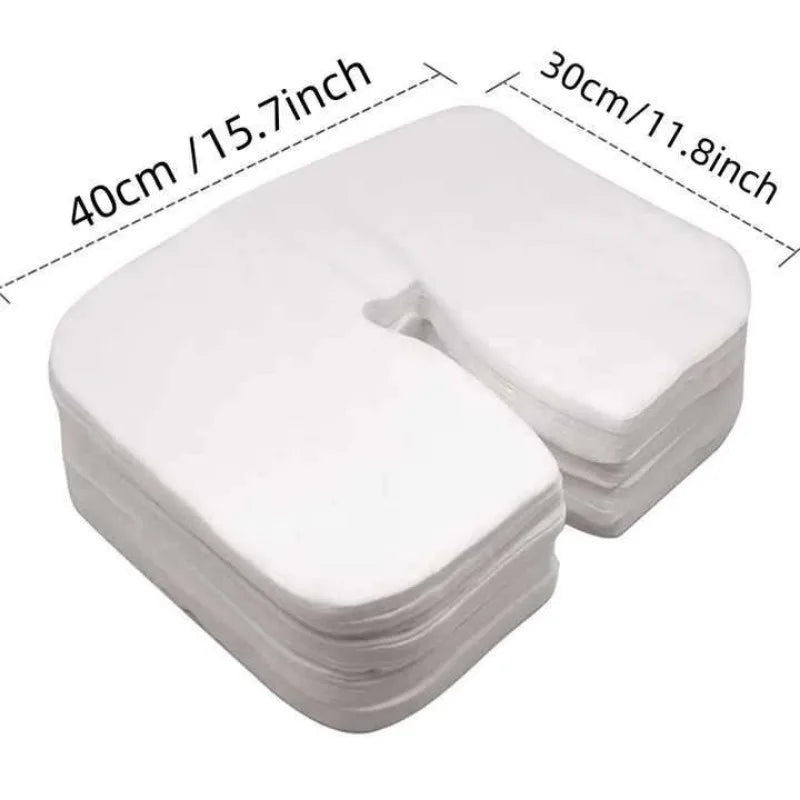 100pcs Disposable Massage Face Cradle & Headrest Covers – Spa Salon Table Sheets