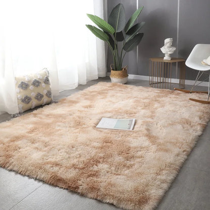 Plush Fluffy Area Rug – Soft Green & Pink Carpet for Living Room, Sofa, Coffee Table, Kids Room, Non-Slip Home Decor Mat