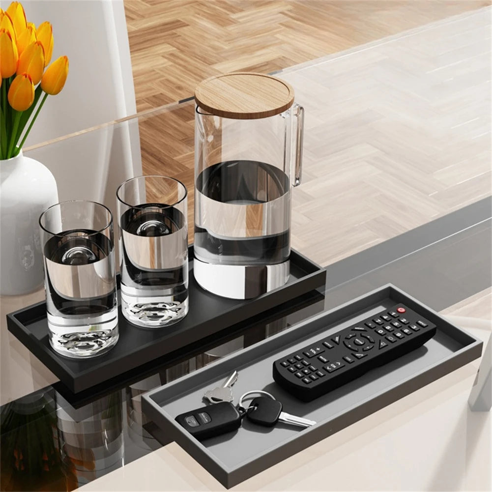 Silicone Bathroom Counter Tray – Vanity Organizer for Soap, Dispensers & Dressing Table Storage