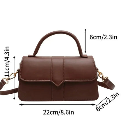 PU Leather Shoulder Bag for Women – Fashion Crossbody Vintage Underarm Square Satchel Handbag (Black)
