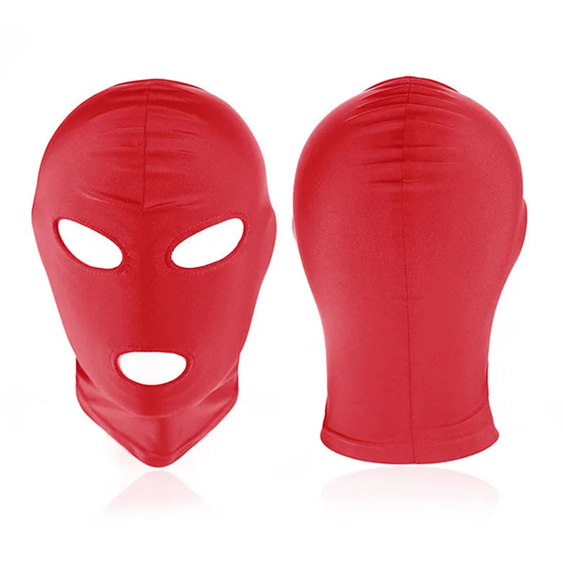 Sexy Red Unisex Full Face Cosplay Mask – Open Eyes & Mouth Hood for Halloween, Role Play, and Costume Parties