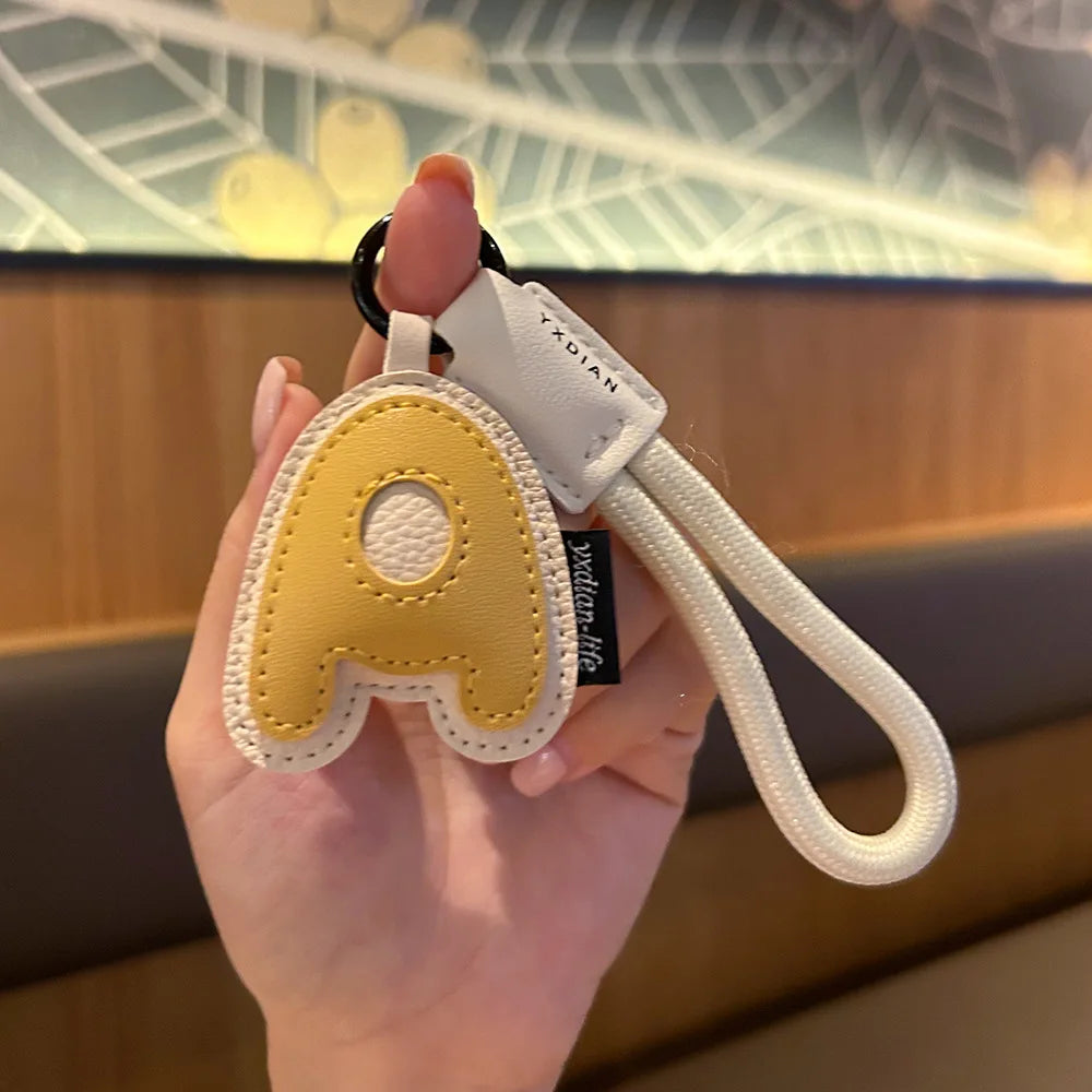 A-Z Leather Initial Keychain - Braided Wristband Pendant for Men & Women, Car, Bag & Phone Case Charm