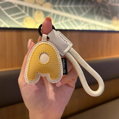 A-Z Leather Initial Keychain - Braided Wristband Pendant for Men & Women, Car, Bag & Phone Case Charm