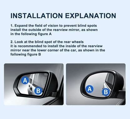 SEAMETAL 2PCS Wide-Angle Blind Spot Mirrors — 360° Adjustable HD Suction Cup Round Car Auxiliary Rearview Mirrors