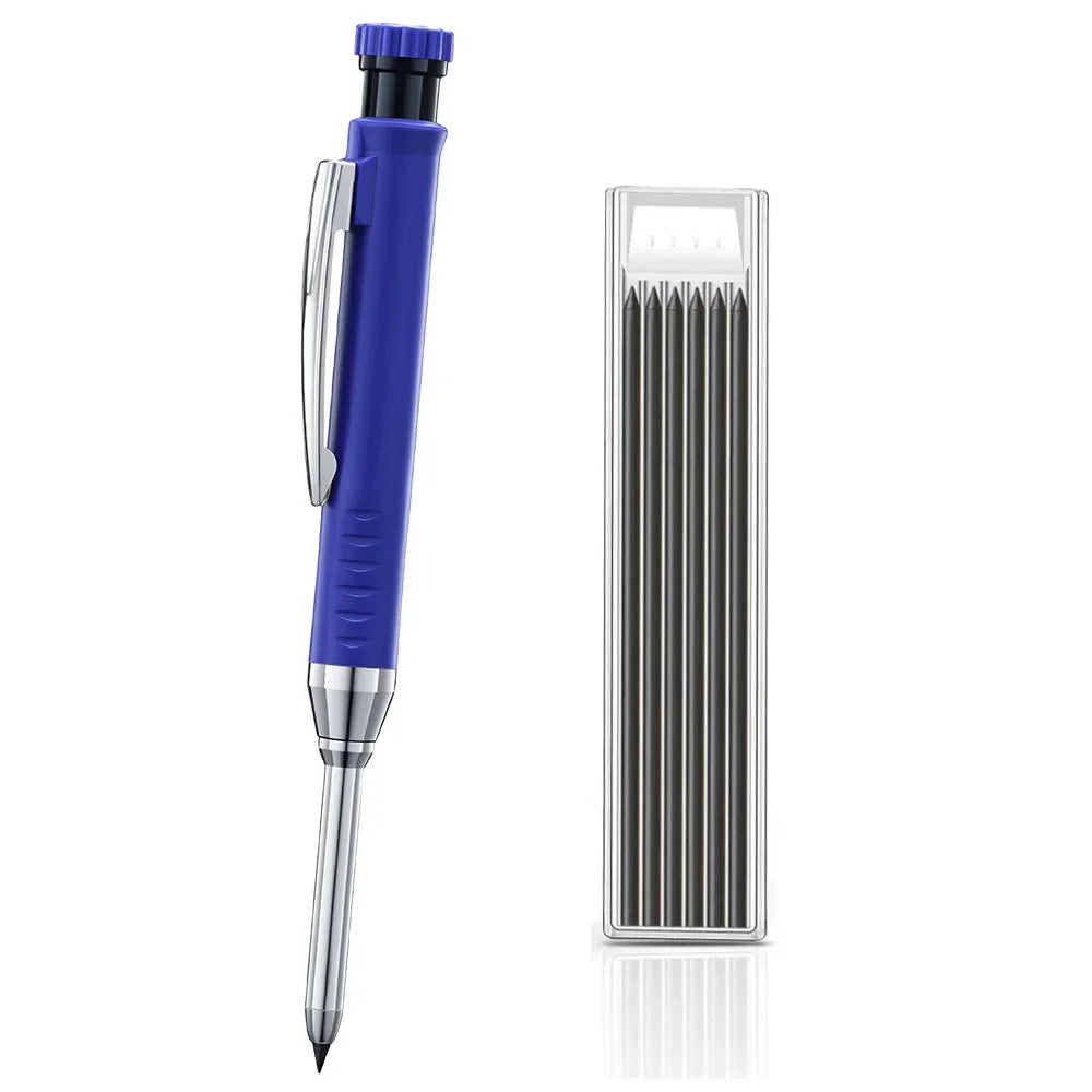 Carpenter Mechanical Pencil Set - 2.8mm Solid Woodworking Pencil With Sharpener & 3 Color Refills For Construction Tools