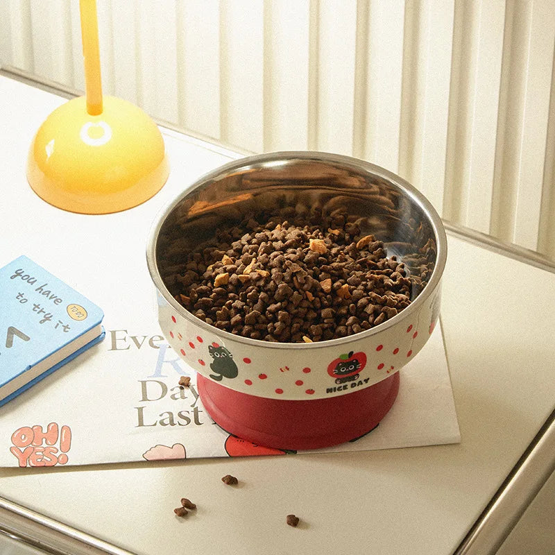 Elevated Stainless Steel Pet Bowl - Large Capacity Raised Food & Water Feeder for Cats & Dogs
