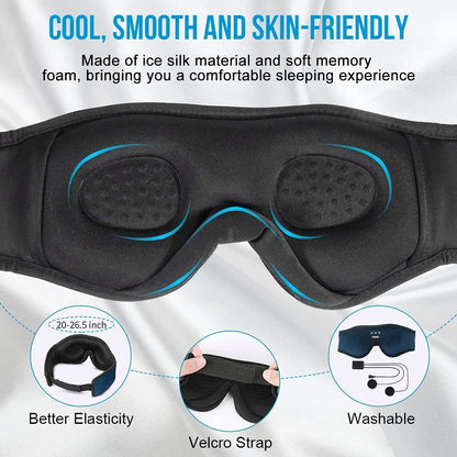 3D Bluetooth 5.0 Sleep Headphones - Wireless Headband with Breathable Music Eye Mask, Ideal for Side Sleepers and Gift-Giving