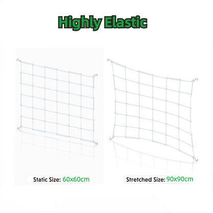 4'' Mesh Trellis Netting for Grow Tents – Elastic ScrOG/LST/HST Plant Support with Hooks, Grow Box Kit for Low Stress Training