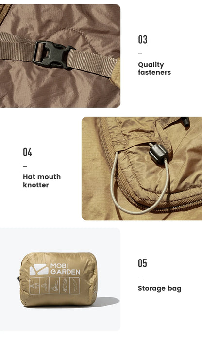 MOBI GARDEN Camping Cape Sleeping Bag – Lightweight Portable Cold Weather Blanket with Thermolite for Outdoor Use