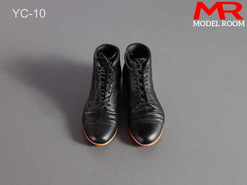1/6 Scale Male Lace-Up Rubber Boots — Solid Soldier Shoes for 12'' Action Figures with Detachable Feet Dolls