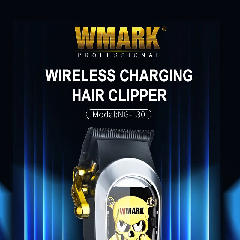 WMARK NG-130 Wireless Charging Hair Clipper – High Speed Professional Type-C Rechargeable Cutter with Charging Stand