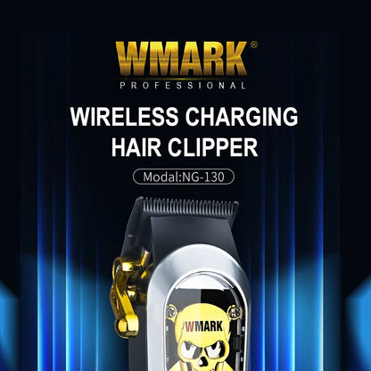 WMARK NG-130 Wireless Charging Hair Clipper – High Speed Professional Type-C Rechargeable Cutter with Charging Stand