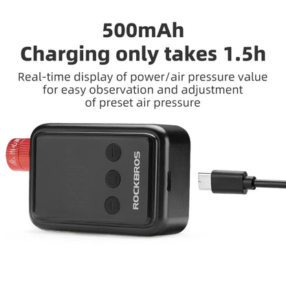 ROCKBROS 150 PSI Portable Bike Air Pump – Digital Tire Inflator, Rechargeable Mini Compressor