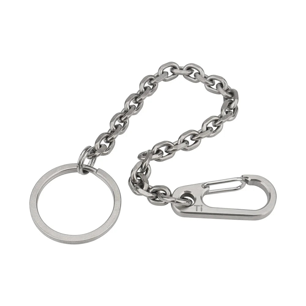 Short Chain Titanium Key Belt Buckle – Titanium Alloy Waist Ring EDC Outdoor Tool