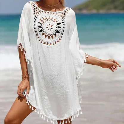 Women’s Crochet Bikini Cover Up Dress – Sexy Summer Beachwear Swimsuit Shirt Cover-Up