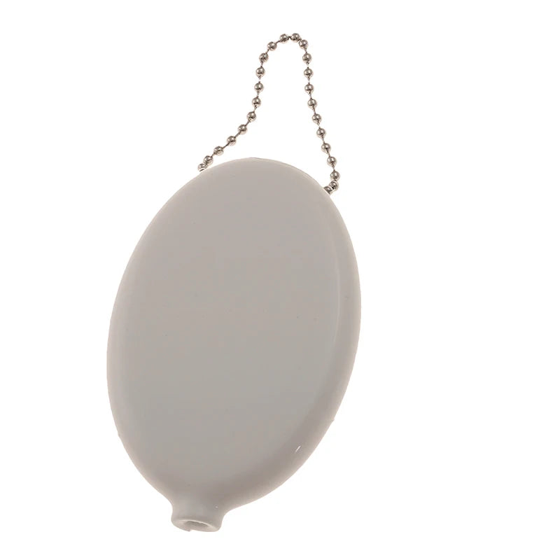 Small Oval PVC Coin Purse – Colorful Change Holder with Chain for Travel & Accessories