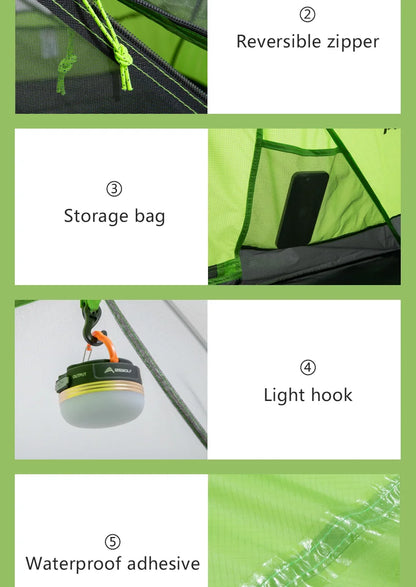 BISINNA 2-Person Ultralight Camping Tent – 20D 380T Nylon, Double Layer Waterproof Backpacking Tent for Hiking & Travel with Free Mat