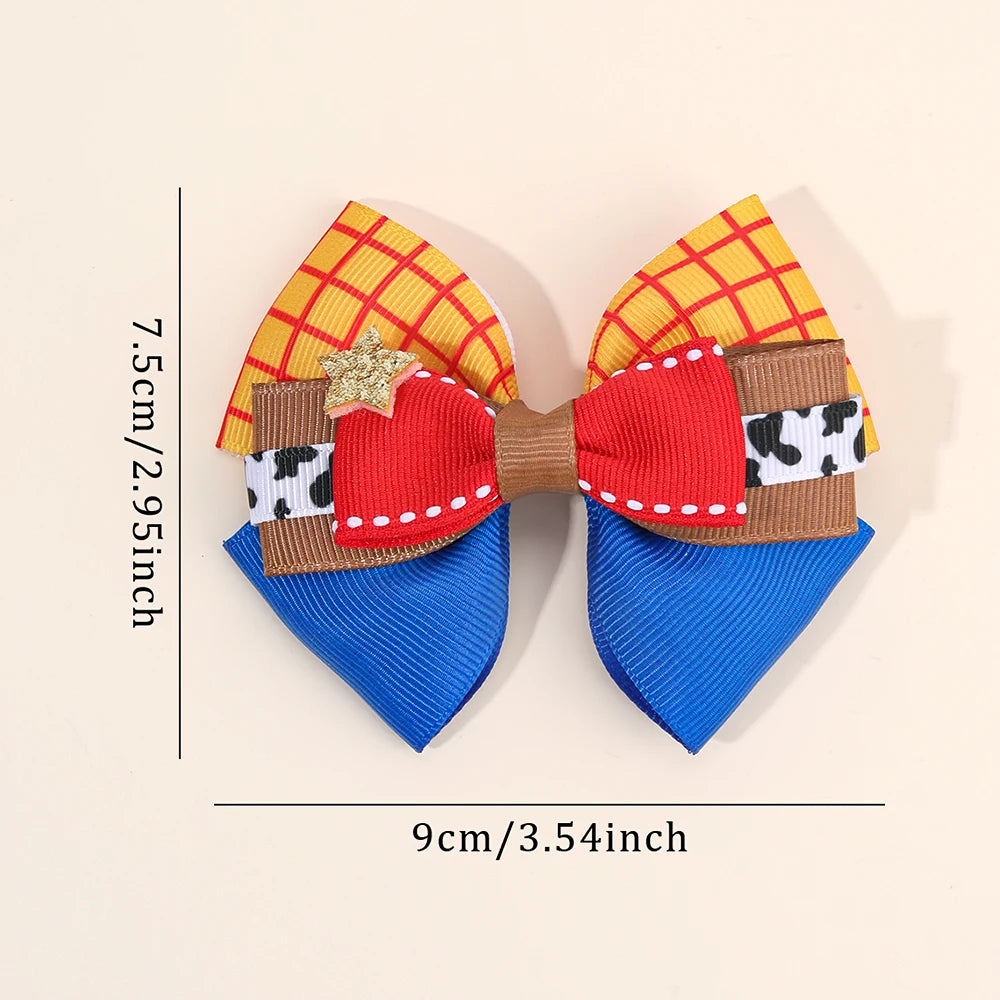 2PCS 3-Layer Bow Hair Clips - Sparkly Star Ribbon Ponytail Hairpins for Girls, Kids & School