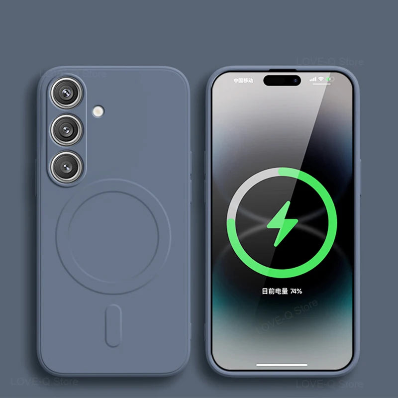 MagSafe Magnetic Silicone Case - Soft Wireless Charging Cover for Samsung Galaxy S26 S25 S24 S23 Ultra Plus FE