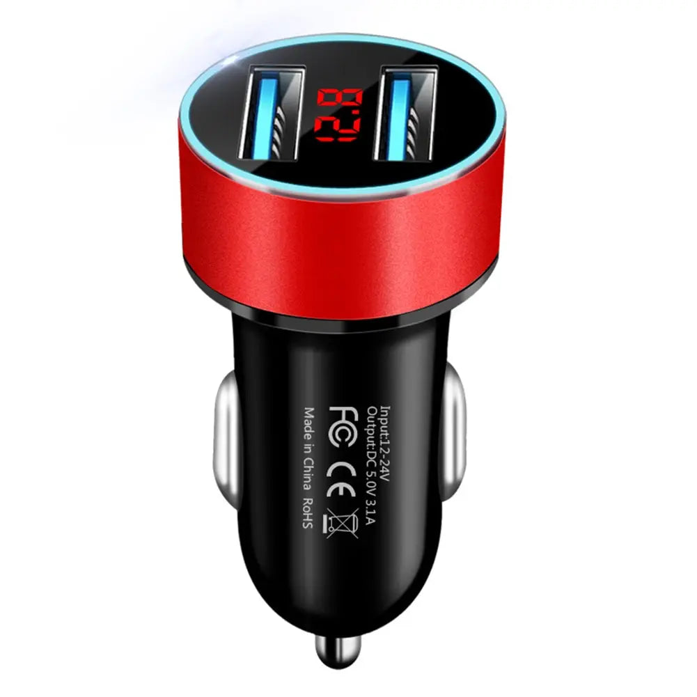 JMGC001A Intelligent Dual USB Car Charger - Multifunctional with Digital Display for Vehicle Charging