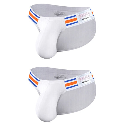 Men’s Breathable Brief Underwear 1/2/3/4PCS – High Fork Triangle Design with Striped Elastic Waistband Comfort Fit