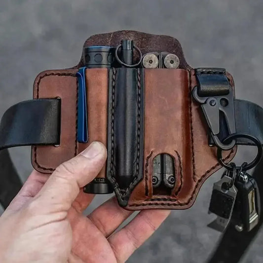 Leather Multitool Sheath - EDC Pocket Organizer Pouch for Leatherman Tools Camping Gear