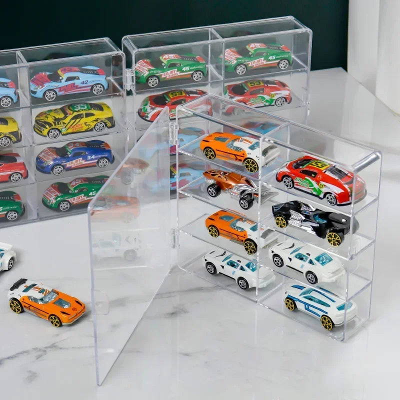 1:64 Acrylic Car Display Case - 8 Grid Transparent Dustproof Storage Box for Toy Model Cars & Collectors