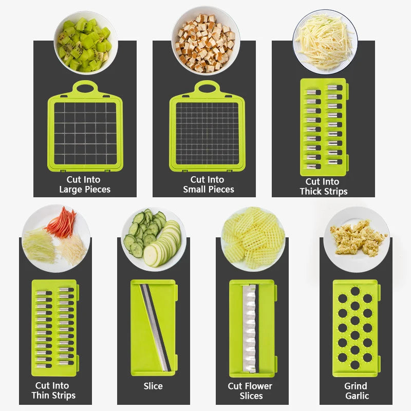 14/16-in-1 Multifunctional Vegetable Chopper | Onion Chopper | Kitchen Slicer Dicer Cutter | Food Grater | Easy Handle Design