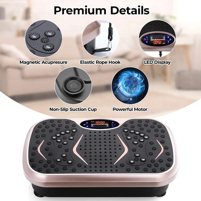Vibration Plate Exercise Machine – Whole Body Fitness Platform with Loop Bands for Home Workout
