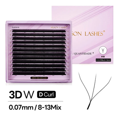 ARISON Plus 2-in-1 Magnetic Eyelashes – YY/3D/4D/5D Premade W-Shape Volume Fans for Full Lash Extensions