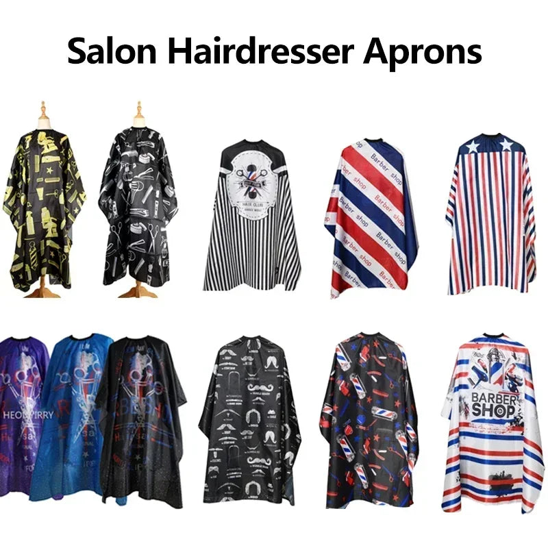 Retro Hairdressing Cape – Waterproof Patterned Salon Barber Gown, Professional Hair Stylist Cutting Apron
