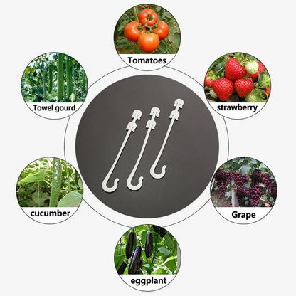 Plant Tomato Support J Hooks - Reusable Trellis Buckle Clips for Vegetables & Climbing Vines (1–100 PCS)